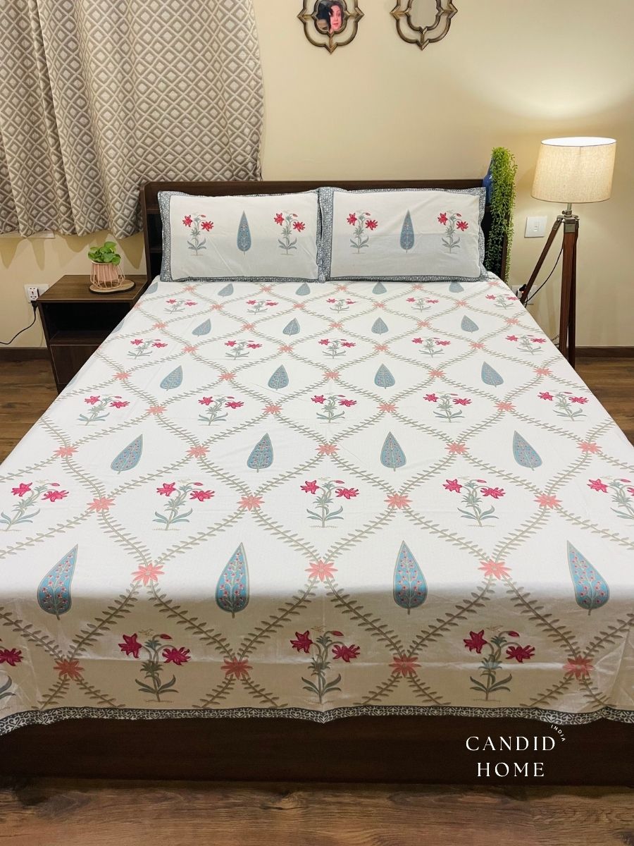 Cocktail Cotton Colorful Floral Collection Bedsheet Set