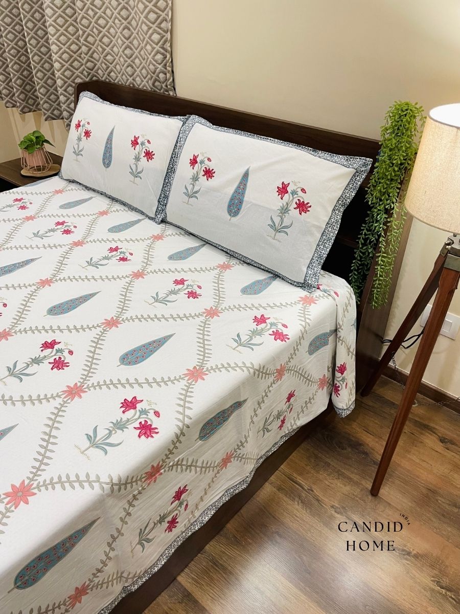 Cocktail Cotton Colorful Floral Collection Bedsheet Set